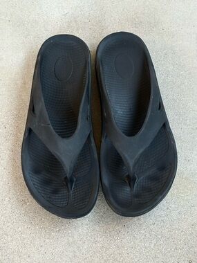 OOFOS OOriginal Mens 12 Cushioned Comfort Thong Flip Flop Sandals Black